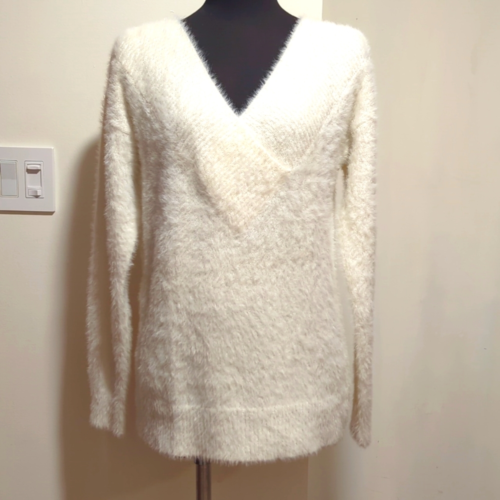 Super soft and fuzzy white sweater by a new day